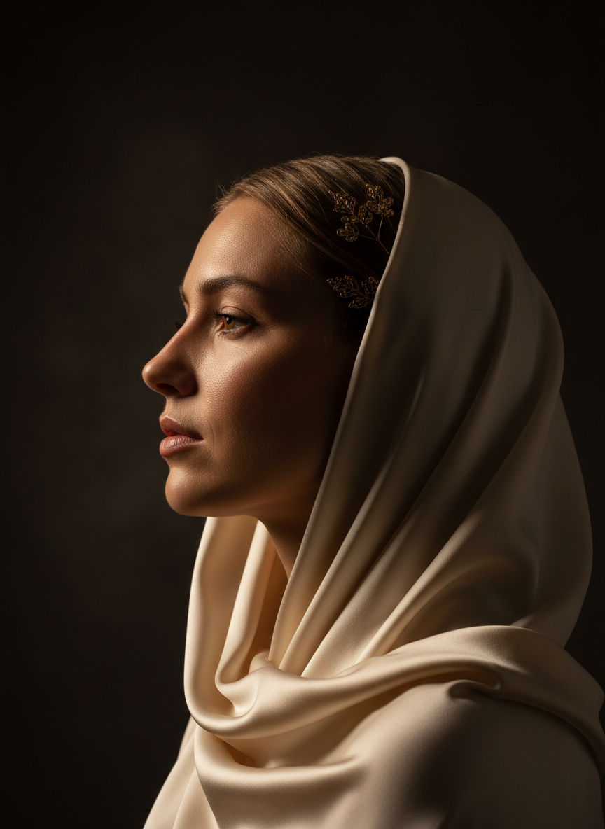 Fine-art portrait in dramatic side lighting